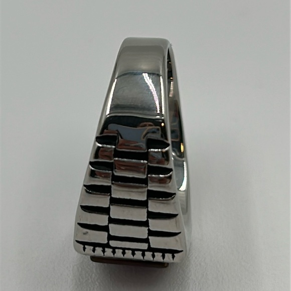 2039- Orange Color Natural Stone Agate Handmade Men's Ring Size 13.5 NWT - Picture 6 of 7